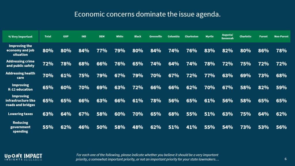 Economic concerns dominate the issue agenda.                                                        
